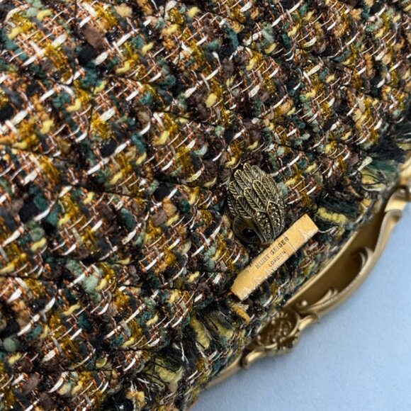 🆕 KURT GEIGER LONDON 🧿 NWOT Large Kensington X Tweed Shoulder Bag, Black Brown - Picture 7 of 16